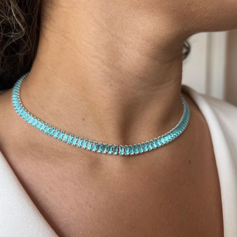 Choker Riviera Azul Banho Ouro 18k/Prata 925