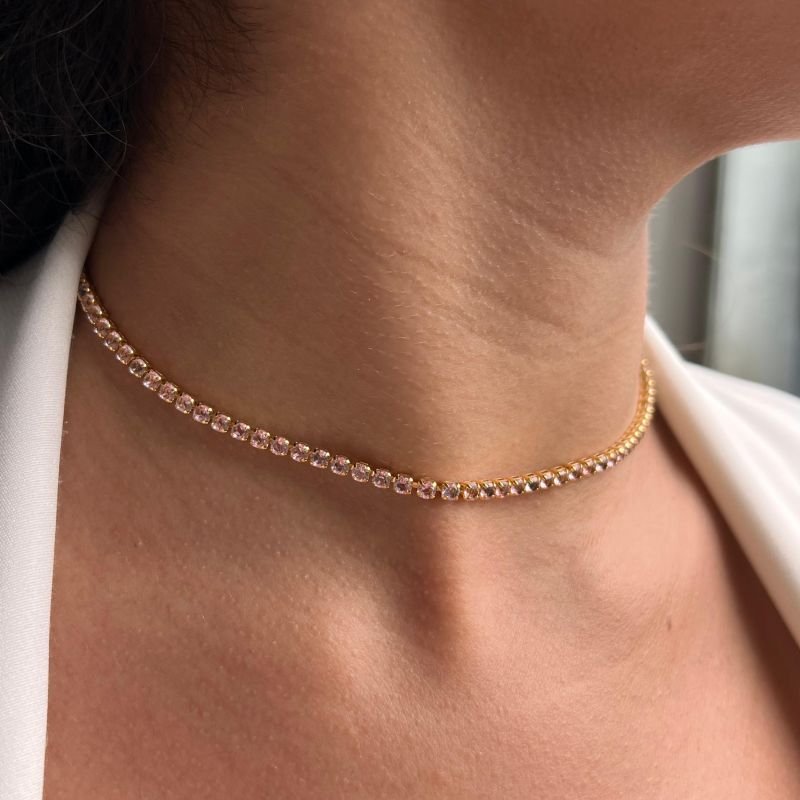 Choker Riviera Rose Banho Ouro 18k