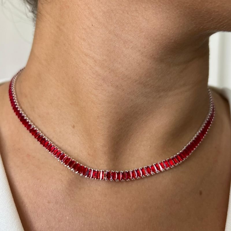 Choker Riviera Vermelho Banho Ouro 18k/Prata 925