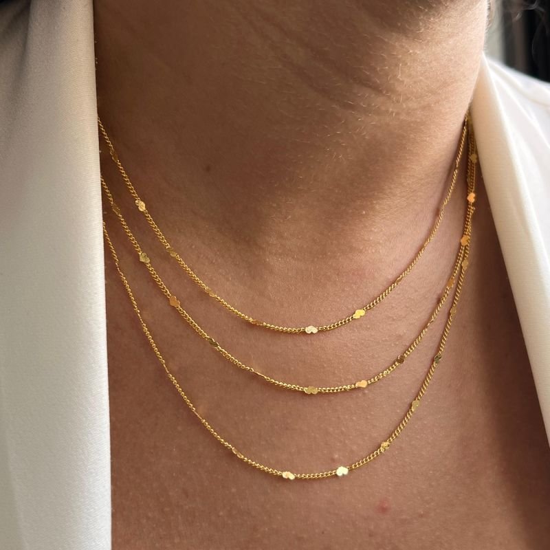 Colar Três Voltas Banho Ouro 18k/ Prata 925