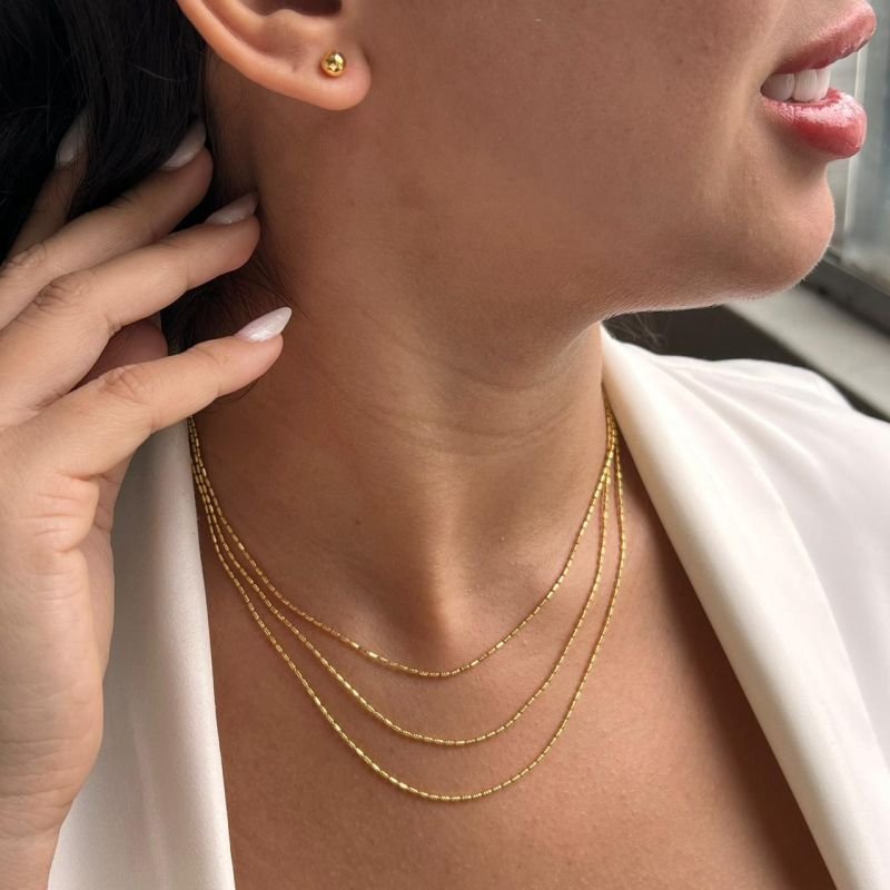 Colar Três Voltas Banho Ouro 18k/Prata 925