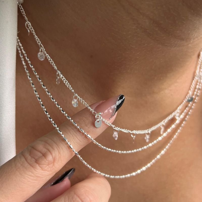 Colar Três Voltas Pontilhado Banho Ouro 18k/Prata 925