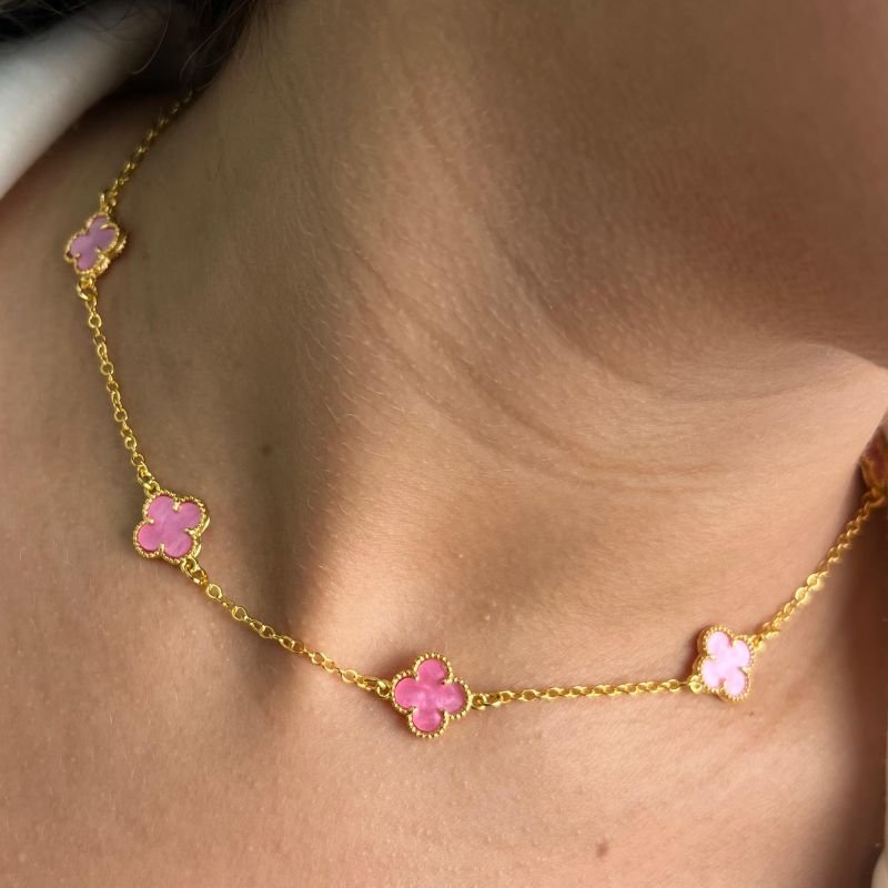 Choker Trevo M Banho Ouro 18k/Prata 925