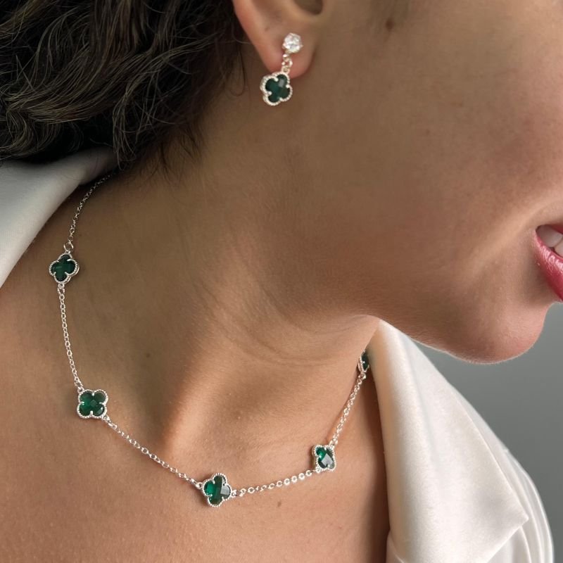 Choker Trevo M Cristal Banho Ouro 18k/Prata 925