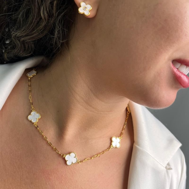 Choker Trevo G Unissex Banho Ouro 18k