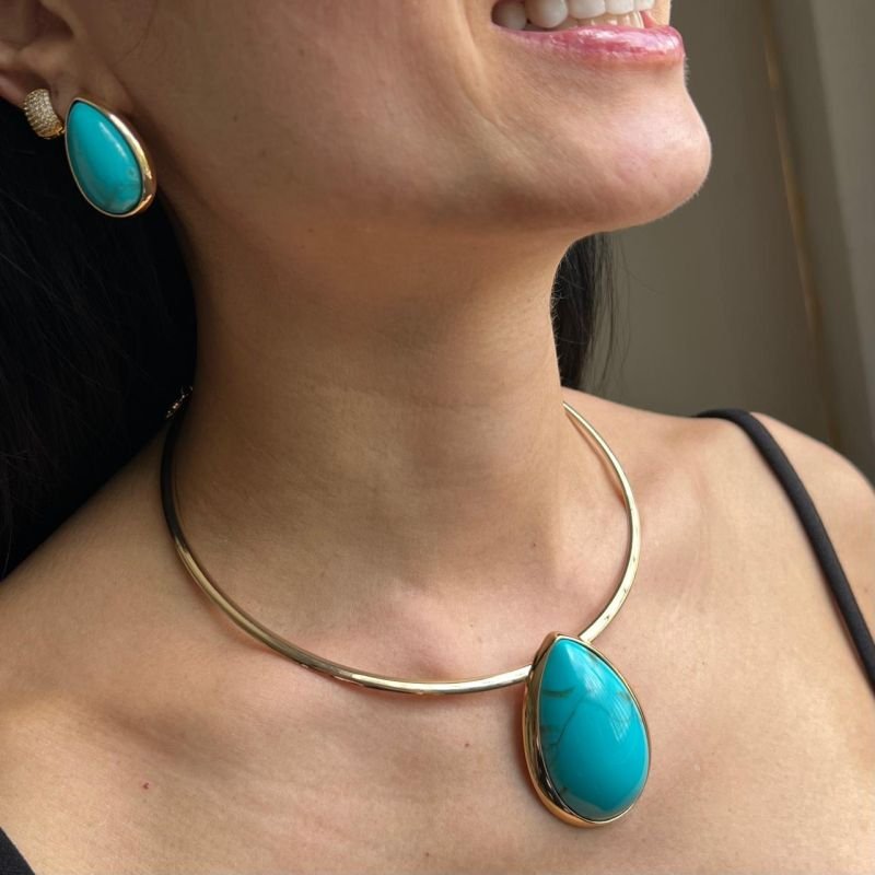 Conjunto Choker Aro + Brinco Biju Fina Dourado