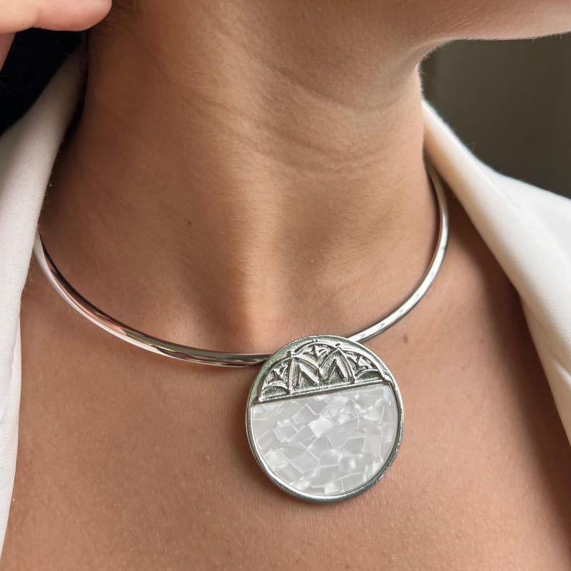 Conjunto Choker Aro + Brinco Biju Fina Dourado/Ródio