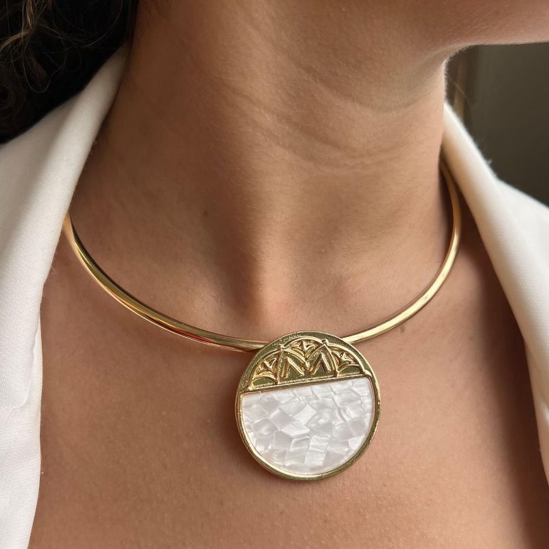 Conjunto Choker Aro + Brinco Biju Fina Dourado/Ródio