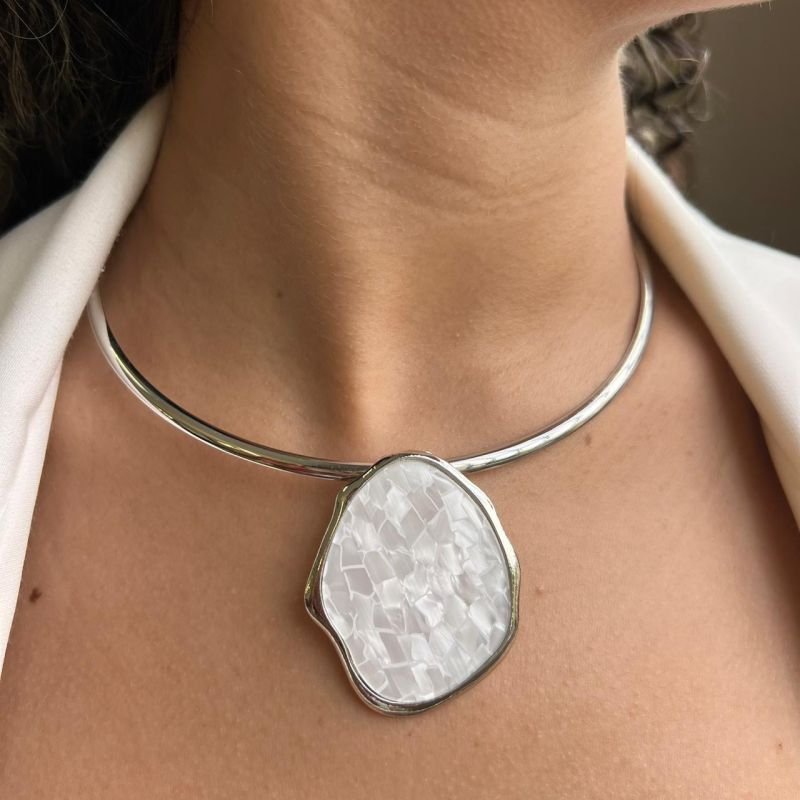 Conjunto Choker Aro + Brinco Biju Fina Dourado/Ródio