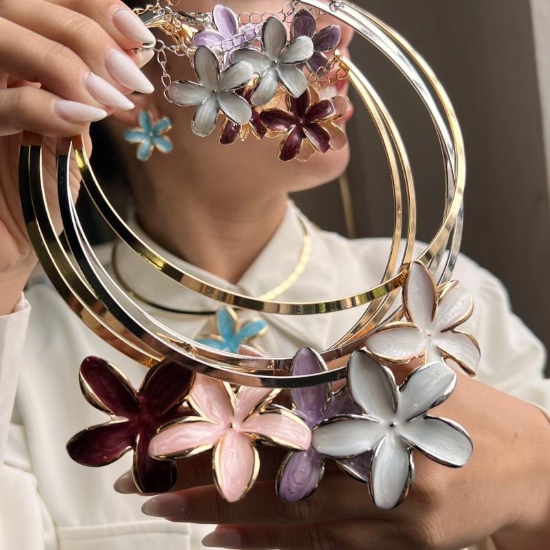 Conjunto Choker Aro + Brinco Biju Fina Dourado/Ródio