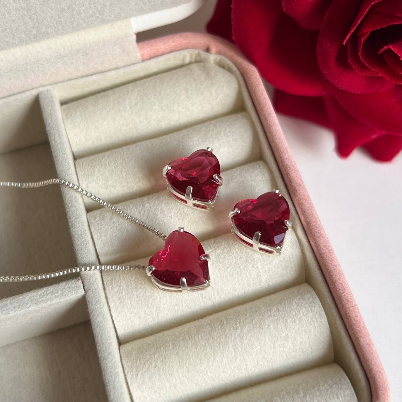 Conjunto Colar + Brinco Banho Prata 925