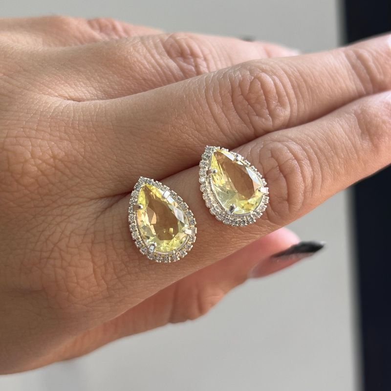 Conjunto Colar + Brinco Gota banho Prata 925