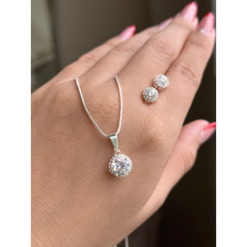 Conjunto Colar + Brinco Banho Ouro 18k/Prata 925