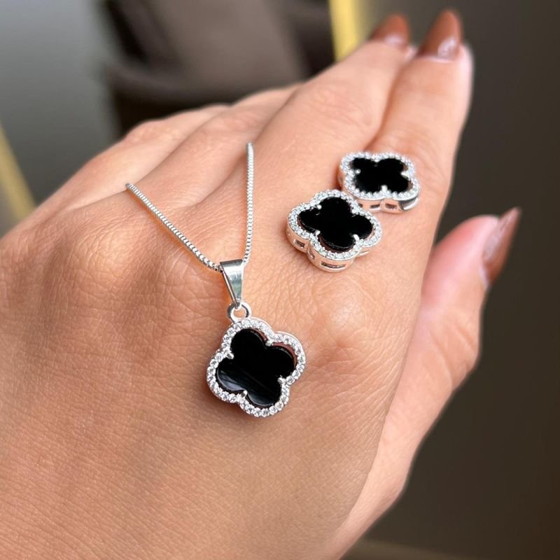 Conjunto Colar + Brinco Banho Ouro18k/Prata 925