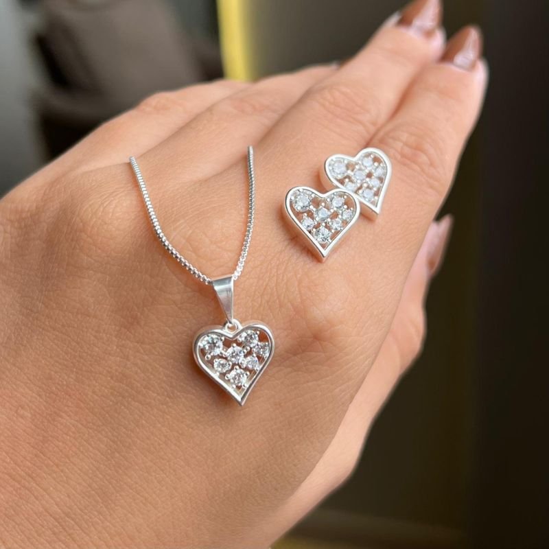 Conjunto Colar + Brinco Banho Ouro18k/Prata 925