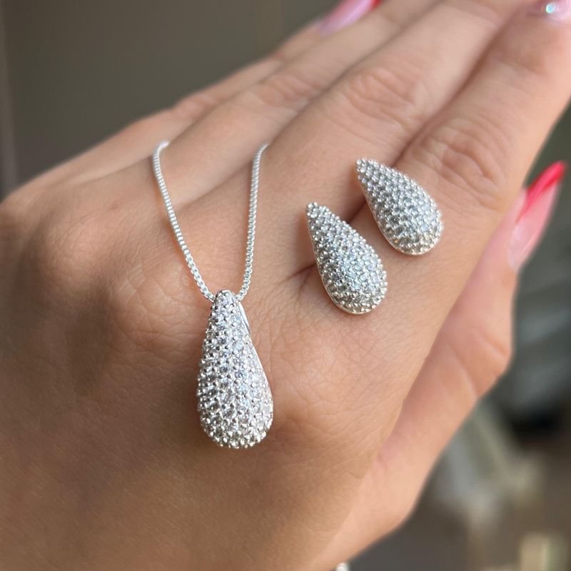 Conjunto Colar + Brinco Banho Ouro 18k/ Prata 925