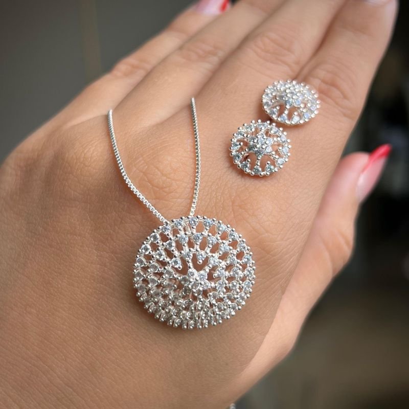 Conjunto Colar + Brinco Banho Ouro 18k/Prata 925