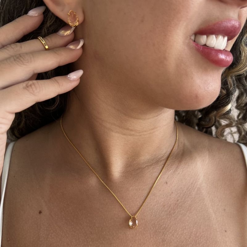 Conjunto Gota Champanhe Banho Prata 925