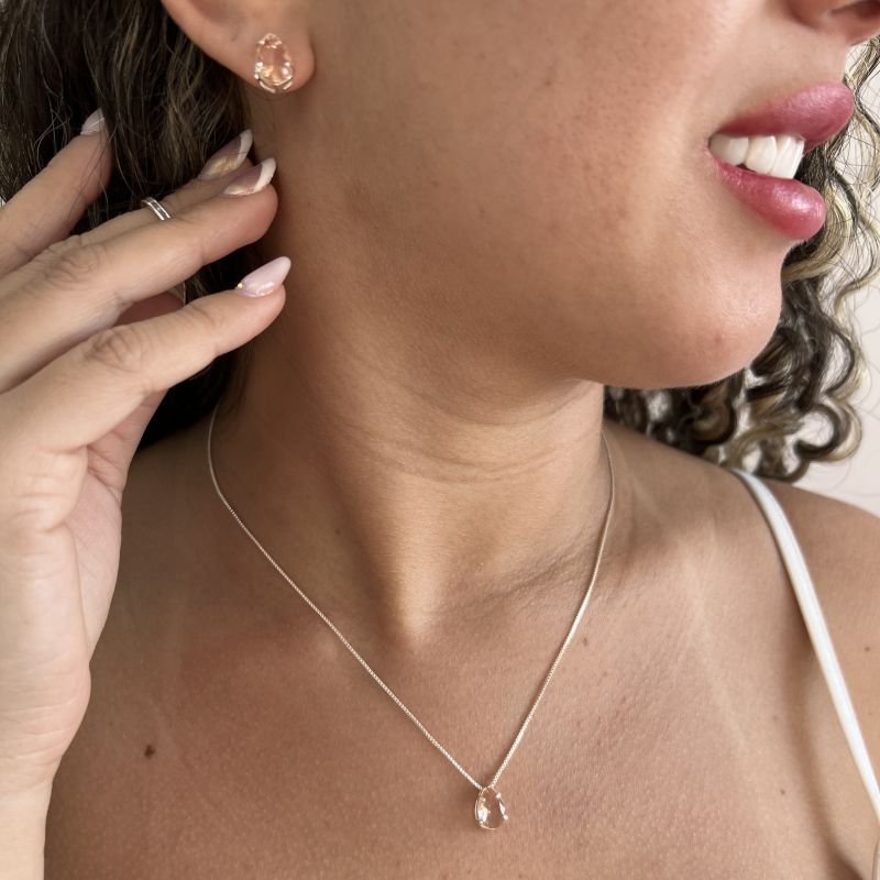 Conjunto Gota Champanhe Banho Prata 925