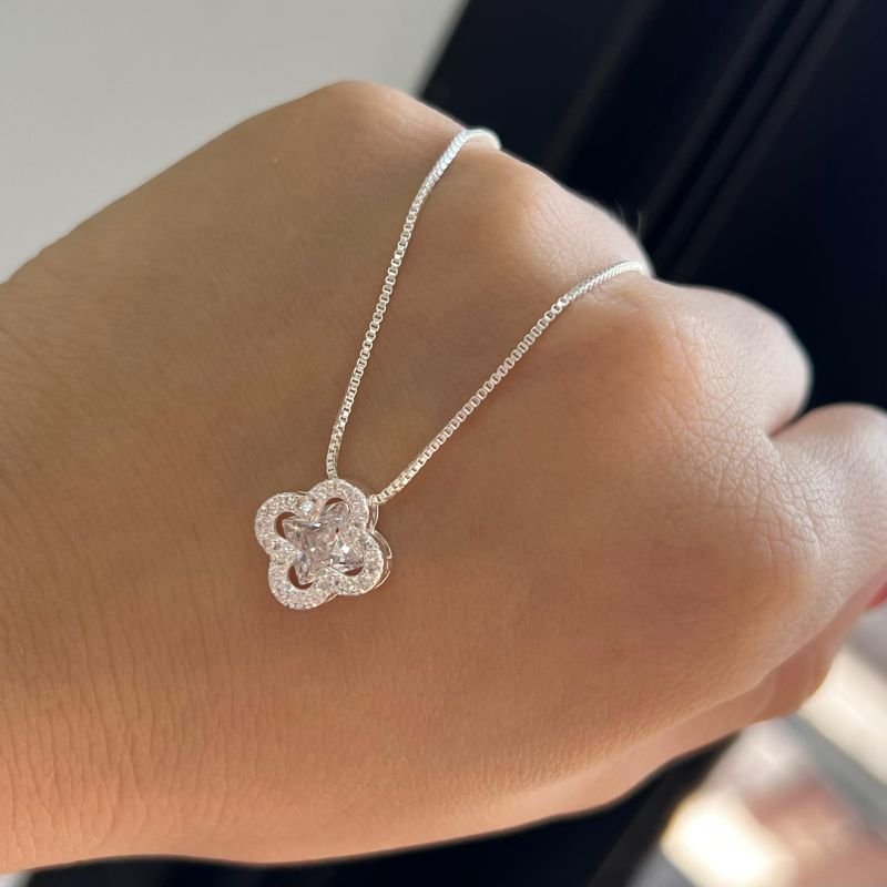 Conjunto Trevo Colar + Brinco Cristal Banho Ouro 18k/Prata 925