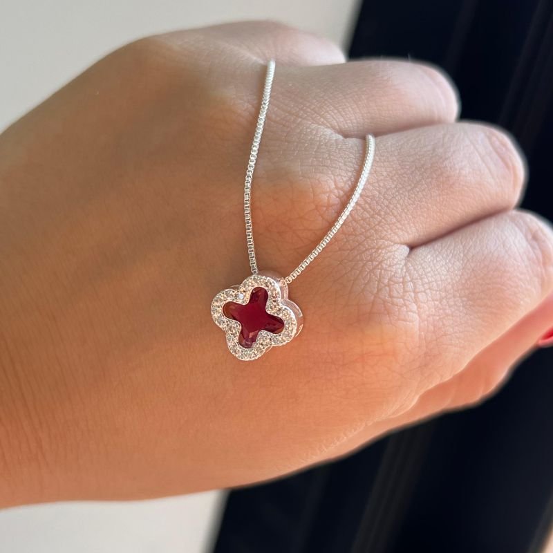 Conjunto Trevo Colar + Brinco Banho Ouro 18k/Prata 925