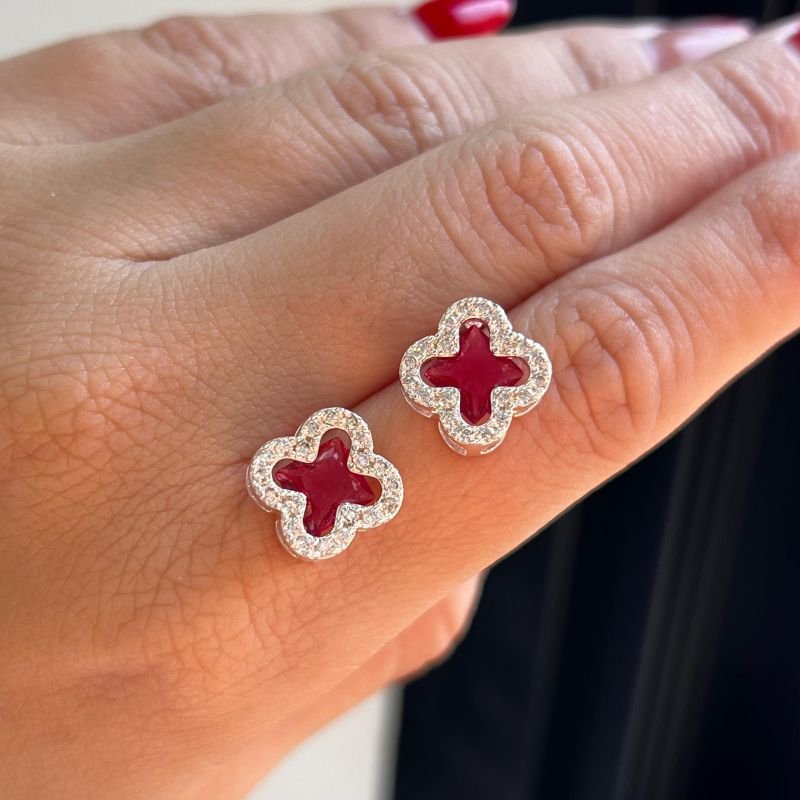 Conjunto Trevo Colar + Brinco Banho Ouro 18k/Prata 925