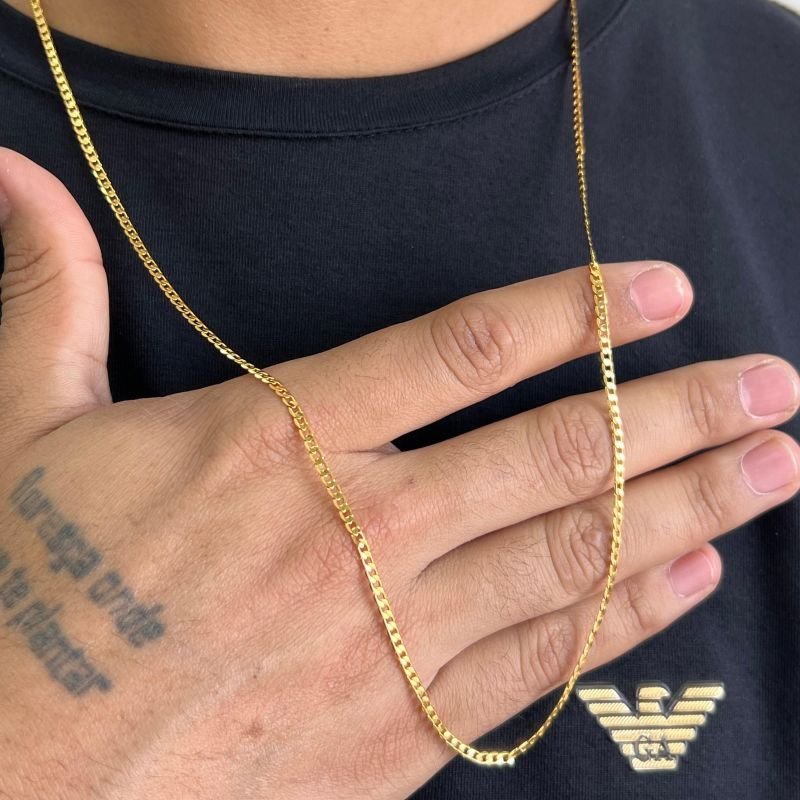 Corrente Masculina 70cm Banho Ouro 18k/Prata 925