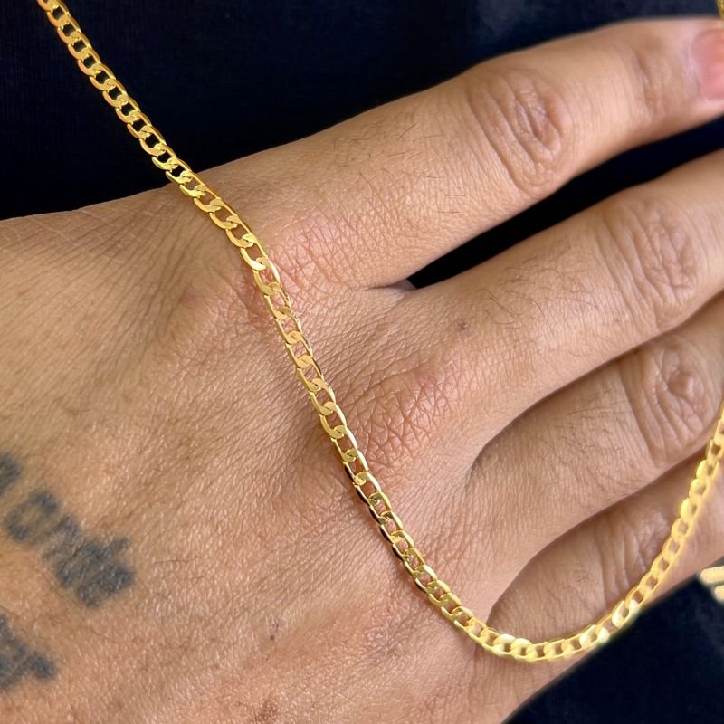 Corrente Masculina 70cm Banho Ouro 18k/Prata 925