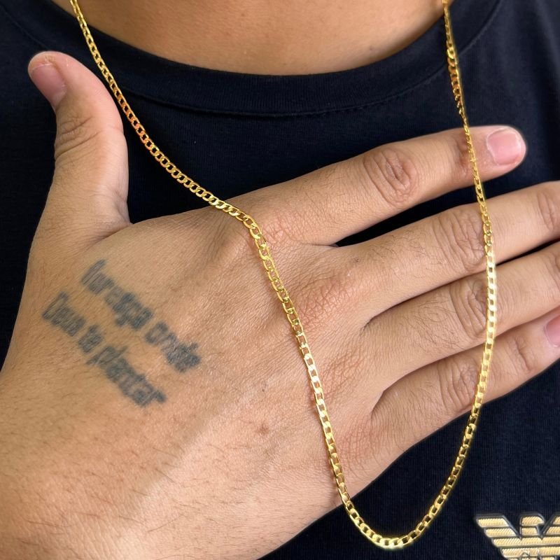 Corrente Masculina 70cm Banho Ouro 18k/Prata 925