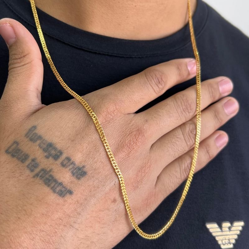 Corrente Masculina 70cm Banho Ouro 18k/Prata 925