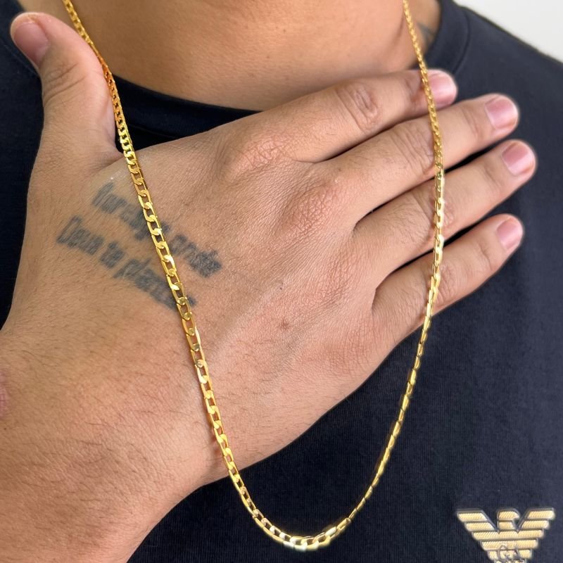 Corrente Masculina 70cm Banho Ouro 18k/Prata 925