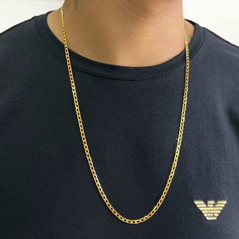 Corrente Masculina 70cm Banho Ouro 18k/Prata 925