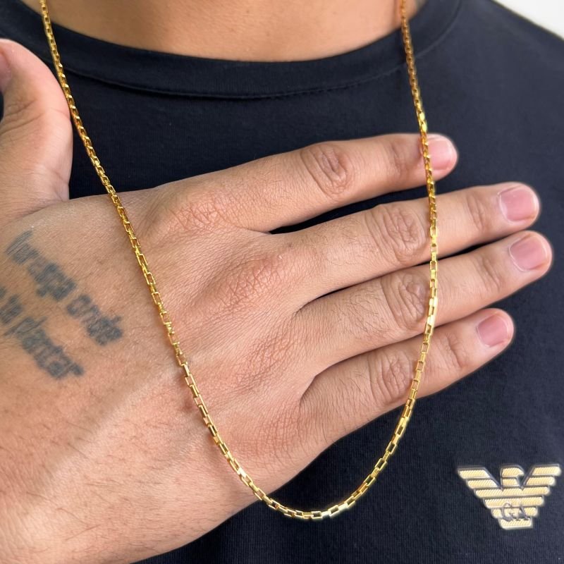 Corrente Masculina 70cm Banho Ouro 18k/Prata 925