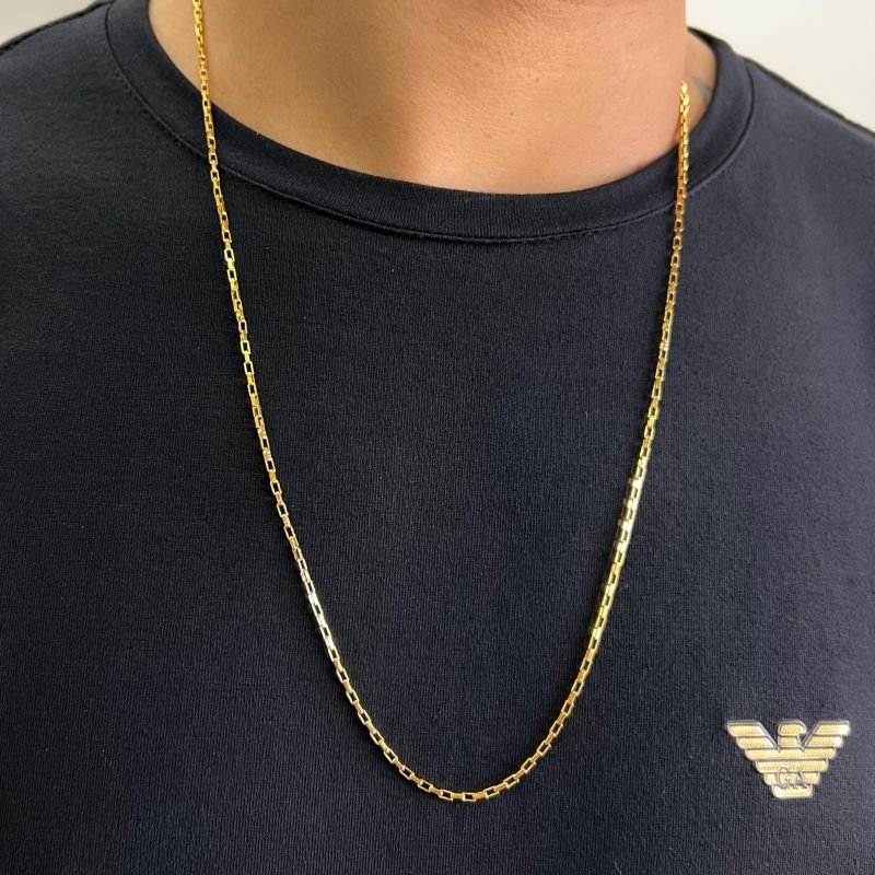 Corrente Masculina 70cm Banho Ouro 18k/Prata 925