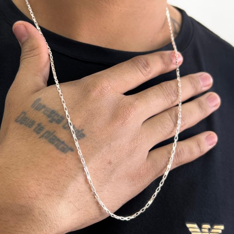 Corrente Masculina 70cm Banho Ouro 18k/Prata 925