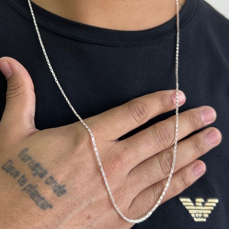 Corrente Masculina 70cm Fina Banho Ouro 18k/Prata 925