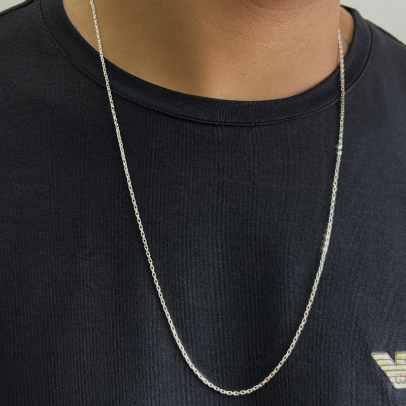 Corrente Masculina 70cm Fina Banho Ouro 18k/Prata 925