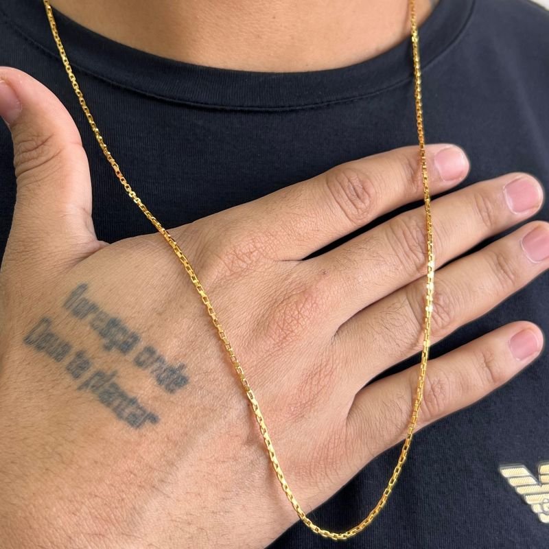 Corrente Masculina 70cm Fina Banho Ouro 18k/Prata 925