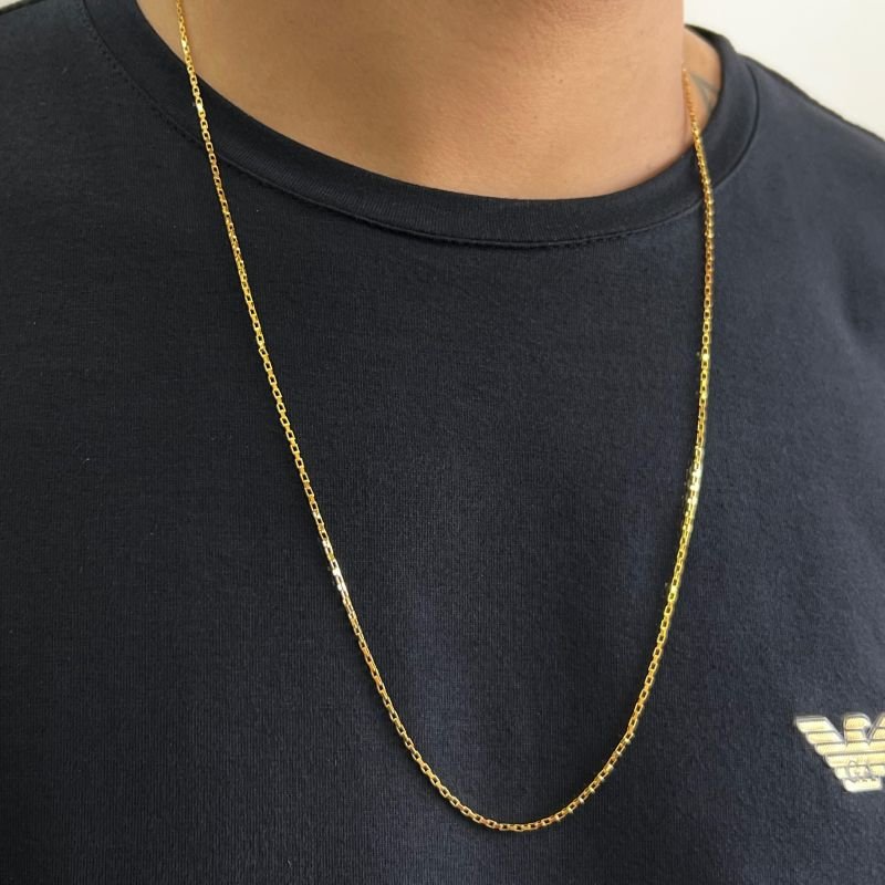Corrente Masculina 70cm Fina Banho Ouro 18k/Prata 925