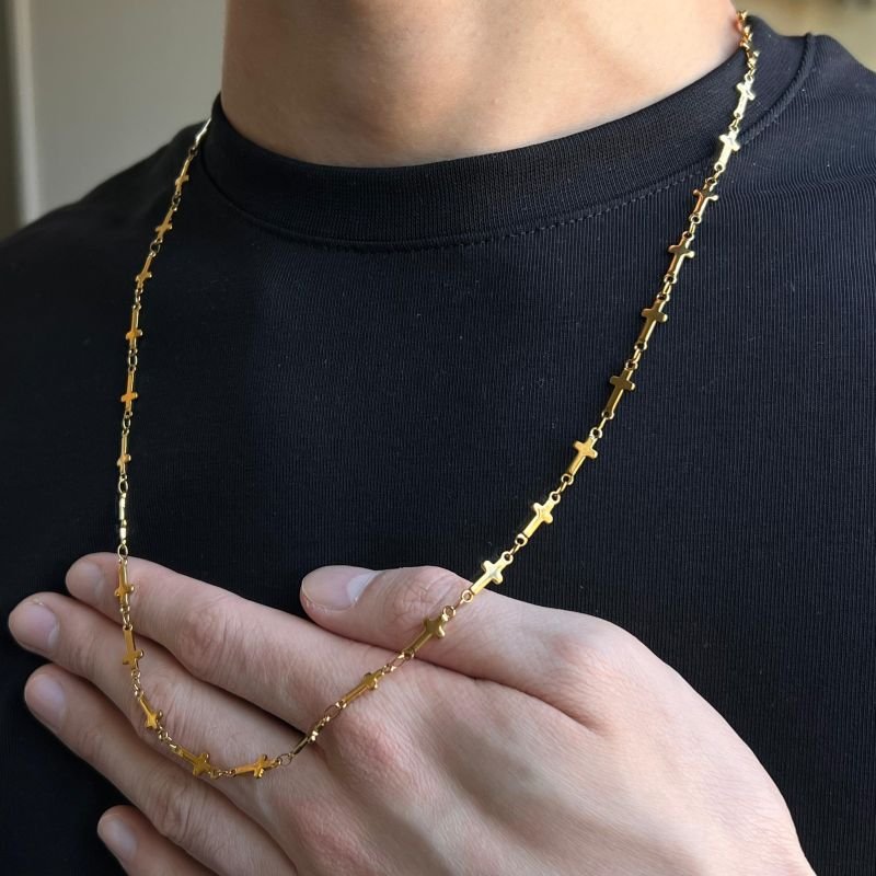 Corrente Masculino José Aço Inoxidável Dourado/Ródio