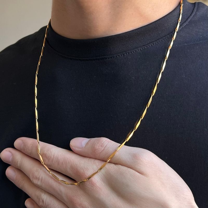 Corrente Masculino Marcelo Aço Inoxidável Dourado/Ródio