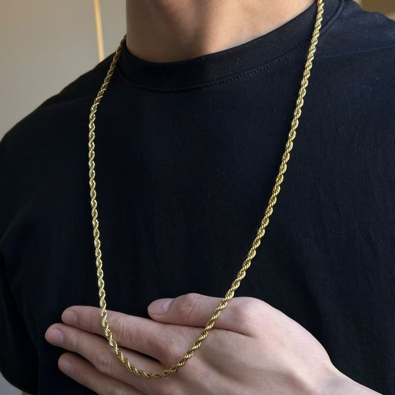 Corrente Masculino Renan Aço Inoxidável Dourado/Ródio