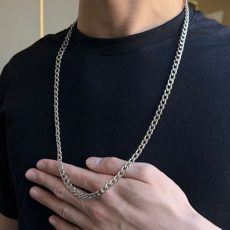 Corrente Masculino Tarcísio Aço Inoxidável Ródio
