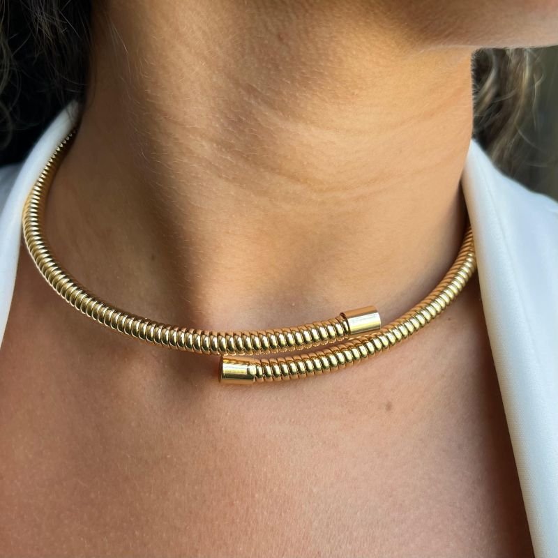 Kit Choker + Bracelete Biju Fina Dourado/Ródio