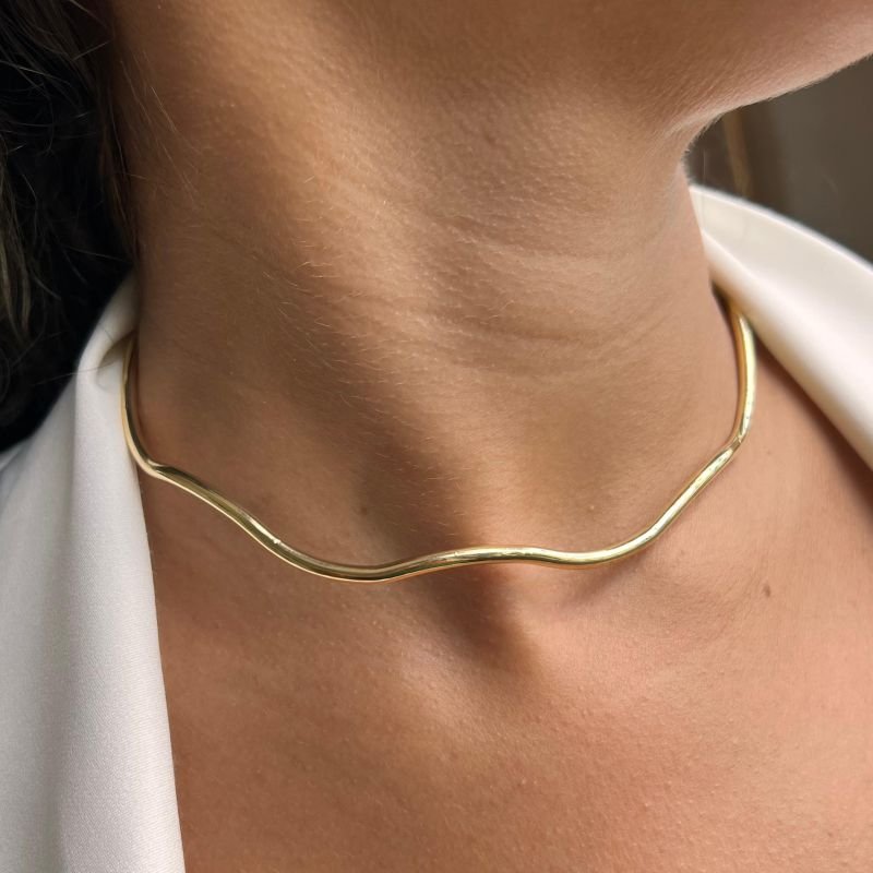 Kit Choker + Bracelete Biju Fina Dourado/Ródio