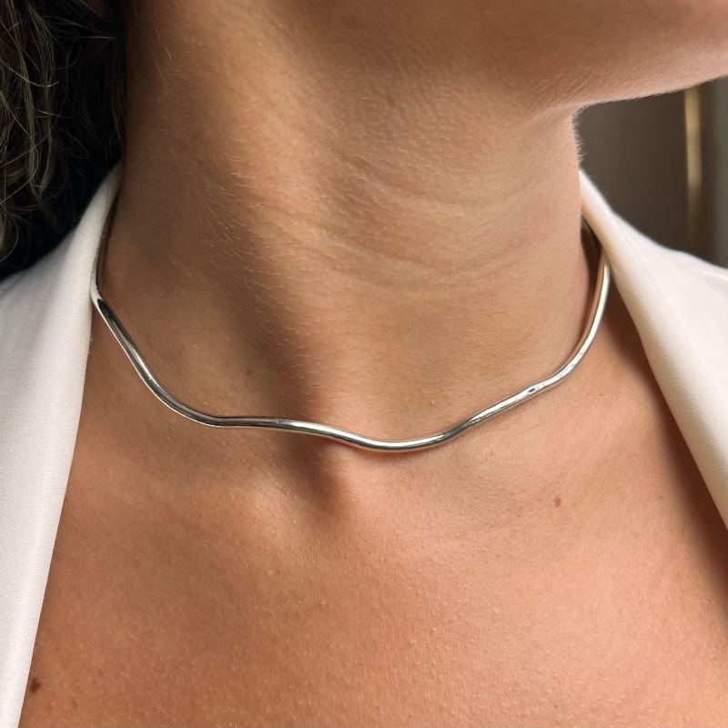 Kit Choker + Bracelete Biju Fina Dourado/Ródio