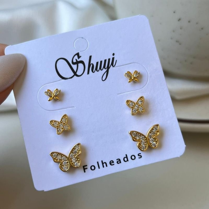 Kit de Brinco Banho Ouro 18k/Prata 925