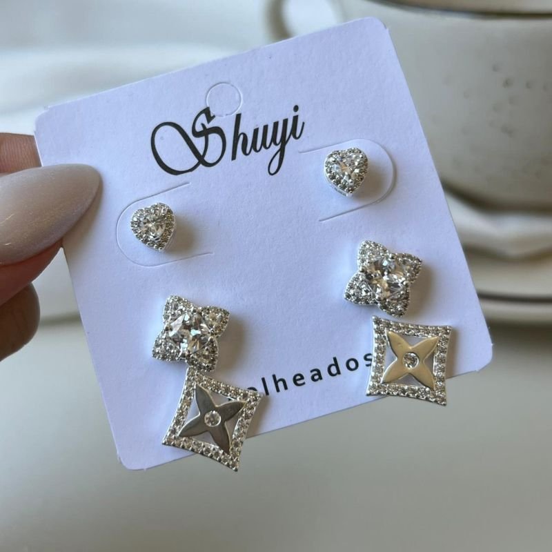 Kit de Brinco Banho Ouro 18k/Prata 925