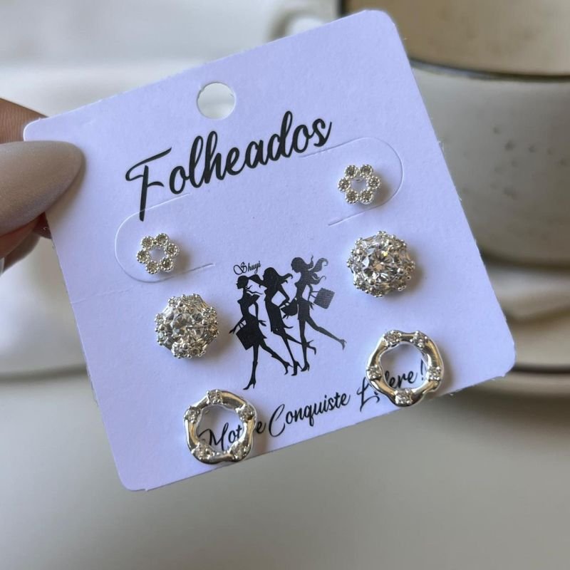 Kit de Brinco Banho Ouro 18k/Prata 925