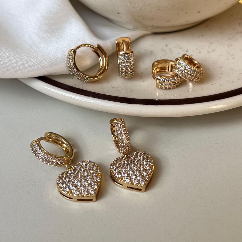 Kit de Brinco Biju Fina Dourado/Ródio